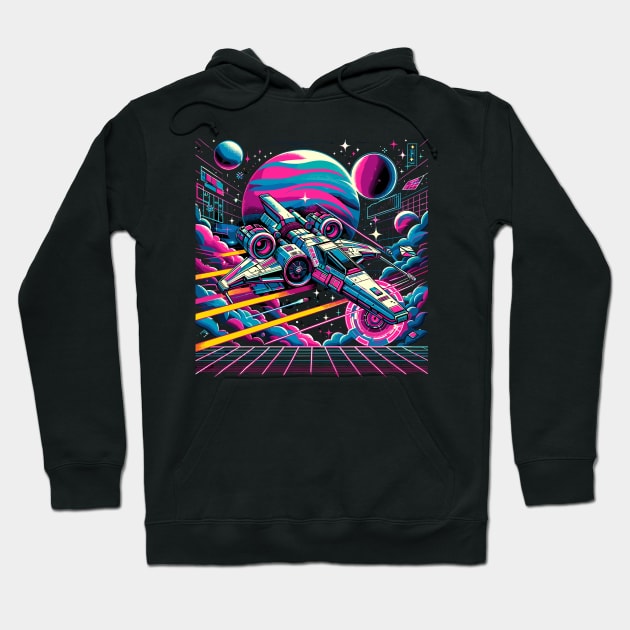 Neon Cosmos: 80s Sci-Fi Space Adventure Hoodie by Graphic Wonders Emporium